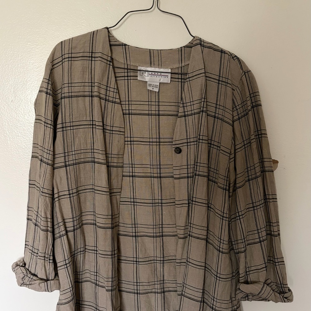 Nygard Collection 90s Vintage Retro Plaid Shacket Linen Blend Sz 8 Overshirt